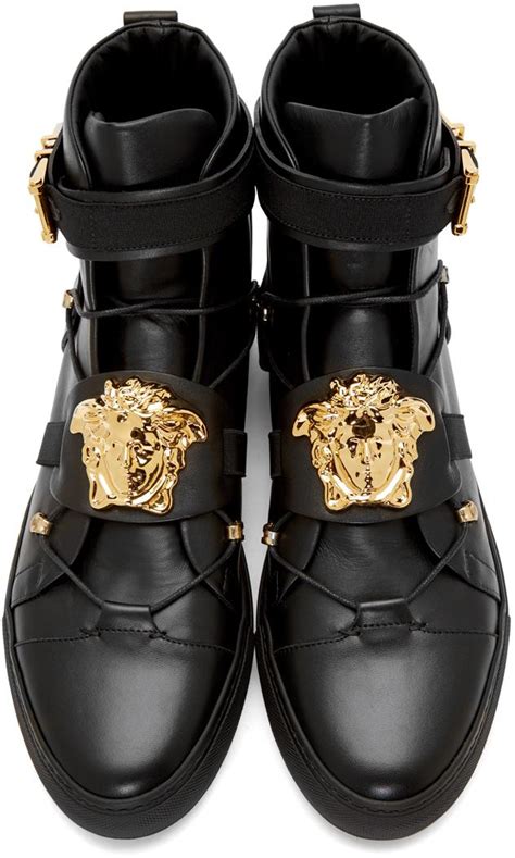 versace high top black gold|Versace medusa high top.